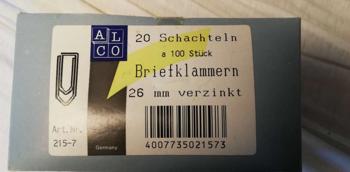 Originalverpackte Briefklammern 26 mm 2000 Stk.