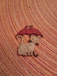 Vintage Schlüssel Anhänger weiße Katze zu verschenken