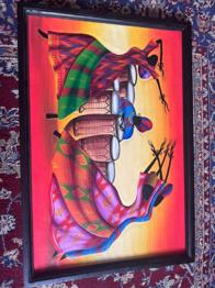 Handgemaltes Afrika Bild - Tanz & Trommler - gerahmt, farbenfroh