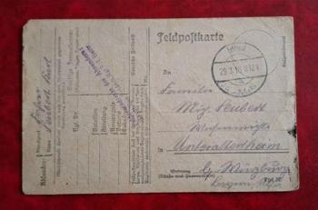 Alte Feldpostkarte aus dem 1. Weltkrieg