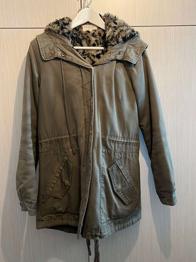 Wintermantel Kakhi Olive grün Leopardenmuster Fell vero Moda