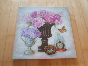 Bild mit Blumen in Vase, 38 x 38 cm