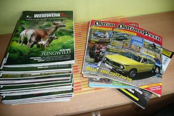 Jägerzeitschriften 2 Jahrgänge bis August2025. + Auto -Oldtimer-Praxis ca. 40Stück