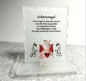 Schutzengel Kristallglas/ mit Spruch für Taufe, Kommunion, Geburt etc.