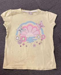 Kurzarm Shirt Gr.110/116 sunshine fleckig von Seifenblasen