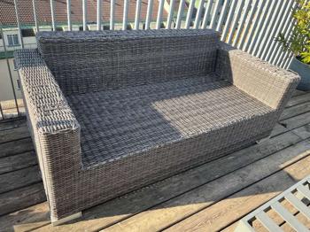 Rattan Couch Grau