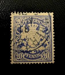 Briefmarken Bayern 1876 Mi 40 gestempelte Flaggen und Wappen