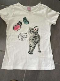 Kurzarm Shirt Gr.110 Katze leicht fleckig