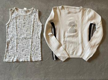 Pullover und Unterhemd Größe 98/104 (Flecken)