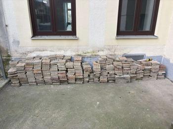 Konvolut historische Zementfliesen gerippt ca 7m2