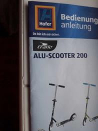Nur BEDIENUNGSANLEITUNG von / für Alu Scooter 200