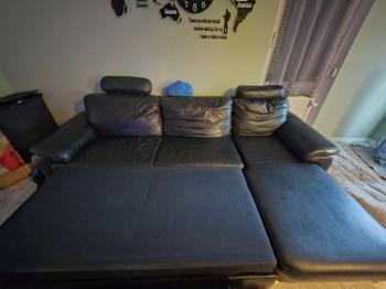 Echte Ledercouch mit Bettfunktion