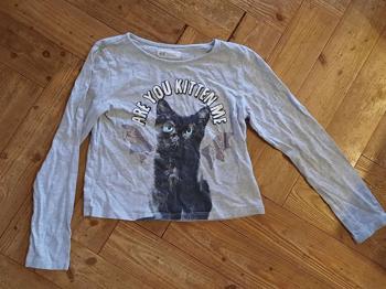 Langarmshirt grau Katze Gr 134