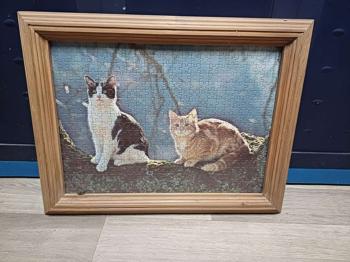 Puzzle Bild Katzen inkl. schönem Holzrahmen, Größe ca. 44/57 cm