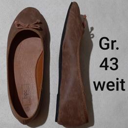 Ballerinas, Gr. 43 weit, taupe, Lederimitat, Bonprix