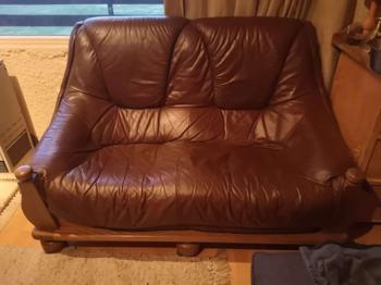 Dringend kostenlos abzuholen Echtleder-Couchgarnitur