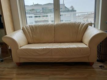 Echt Leder Garnitur in Vanilleton