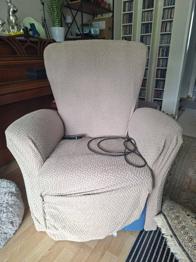 Relax Massagesessel Kipper blau mit Bezug beige