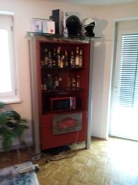 Kommode rot B 160 H 100 T 45 plus hochschrank H 200 B 104 T 45