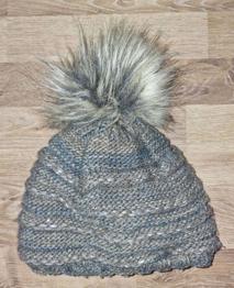 Haube mit Bommel - Mütze - braun mit Glitzer - Damen - Mütze - Nummer 1