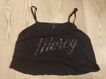 Bauchfreies schwarzes Top Größe L 