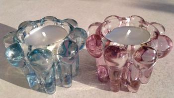 Teelichthalter, Kerzenhalter aus Glas, 2 Stück