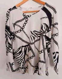 Langarm Shirt Schwarz Weiß Gr M