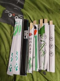 Unbenutztes Einwegbesteck Stäbchen Holz