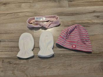 1-2 Jahre Fleece-Handschuhe, dünne Haube, Haarband