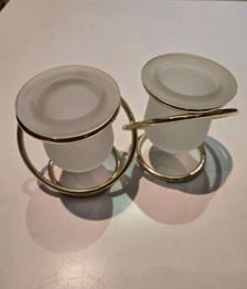 KERZENHALTER DEKO GLAS METALL PARTYLITE