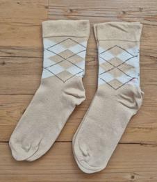 CAMANO 2er-Pack Herren Baumwollsocken Socks Rautenmuster hellbeige Gr.41-43