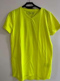 T-Shirt mit V-Ausschnitt neongelb Gr. 158/164