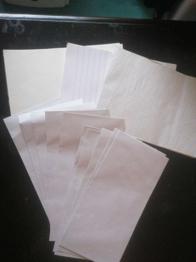 10 Briefkuverts plus Schreibpapier, glatt, liniert und kariert, alles zusammen gratis