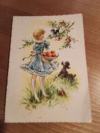 Hund Pudel Kitsch Katze Postkarte