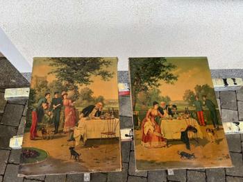 2 Bilder Druck auf Leinwand dem französischen Stil um 1900 nachempfunden