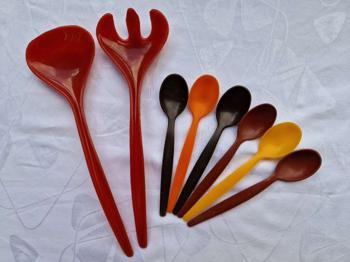 Vintage Besteck aus der 70-en, Kunststoff.