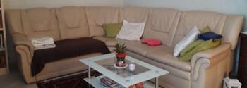 Ecksofa ( 3teilig ) Leder Beige