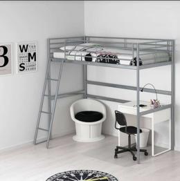 (reserviert) Hochbett aus Metall mit Leiter und Lattenrost 90x200