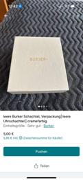 leere Burker Schachtel, Verpackung | leere Uhrschachtel | cremefarbig