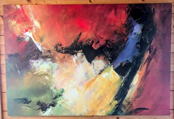 Modernes Abstraktes Gemälde - Kraftvolles Unikat (116 x 79 cm)