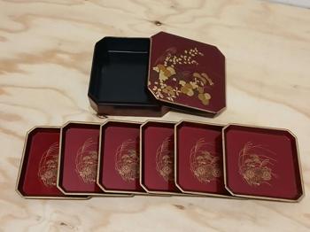 (reserviert) Vintage Untersetzer, 6 Stk. mit Aufbewahrungsbox