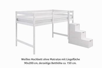 Hochbett mit Stiege 90x200