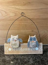 Herbst Türschild Willkommen Eulen