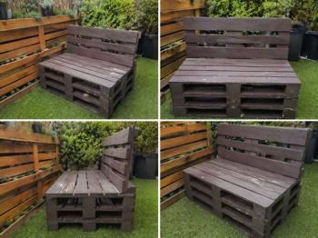 Zu verschenken: Selbstgebaute Palettenbank / Gartenbank aus Holz.