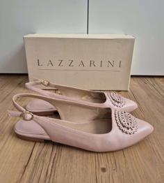 LAZZARINI Slingback Ballerinas Echtleder Slip-On Shoes Front-Applikation rosè Gr.38.5 39 (39) NP79,95