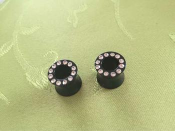 Plugs Strass schwarz innen 1cm
