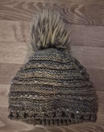 Weitere Haube mit Bommel - Mütze - braun mit Glitzer - Damen - Mütze - Nummer 2