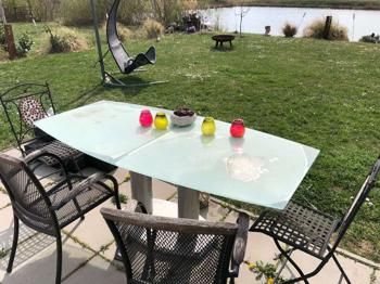 Esstisch aus Glas - ausziehbar - Drehmechanik