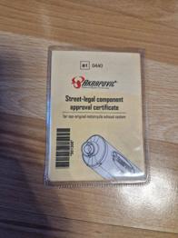 Akrapovic Zertifikat/ Bescheinigung