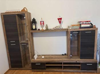 (reserviert) Wohnwand / Holz / Glas